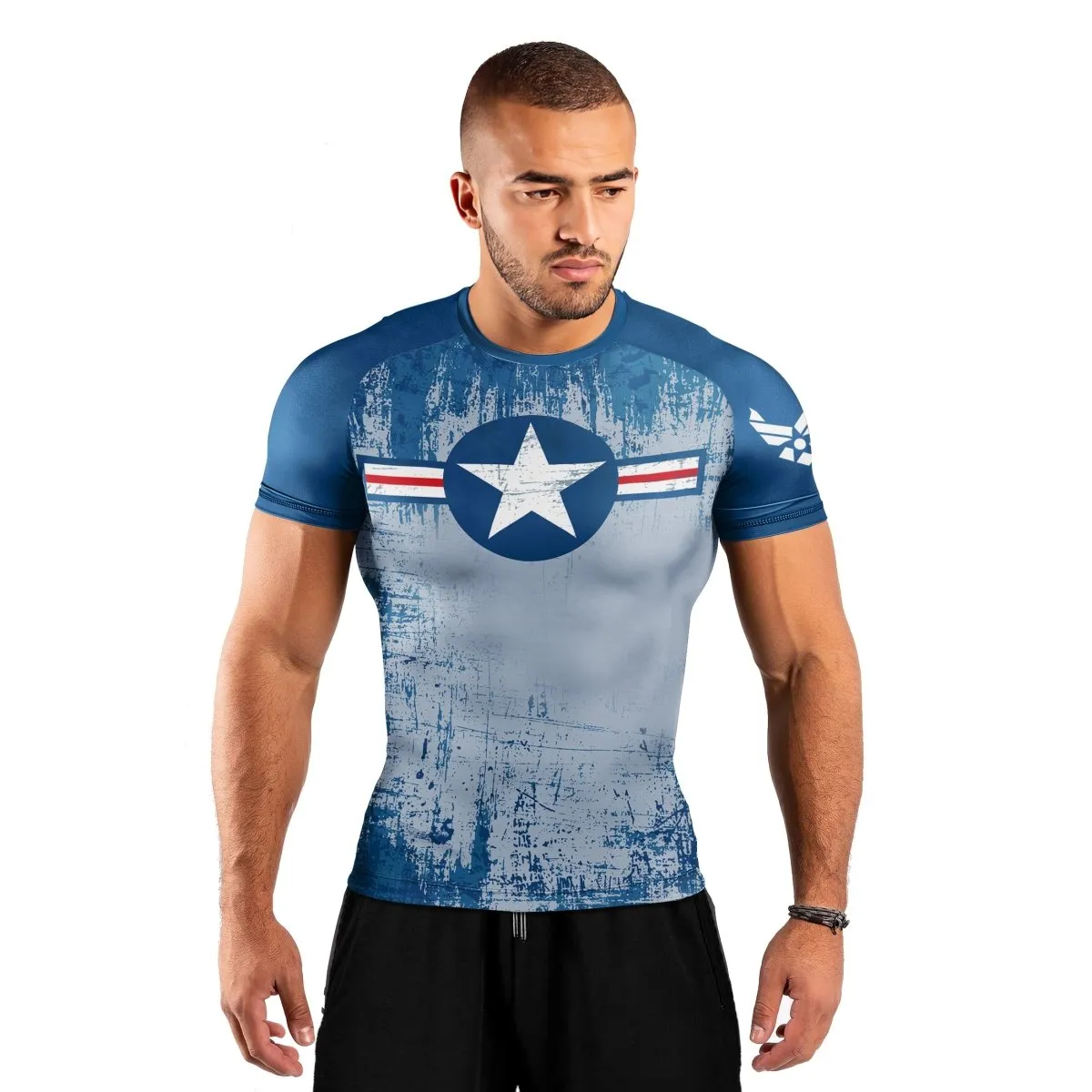 Air Force Veteran Men's Short Sleeve Rash Guard