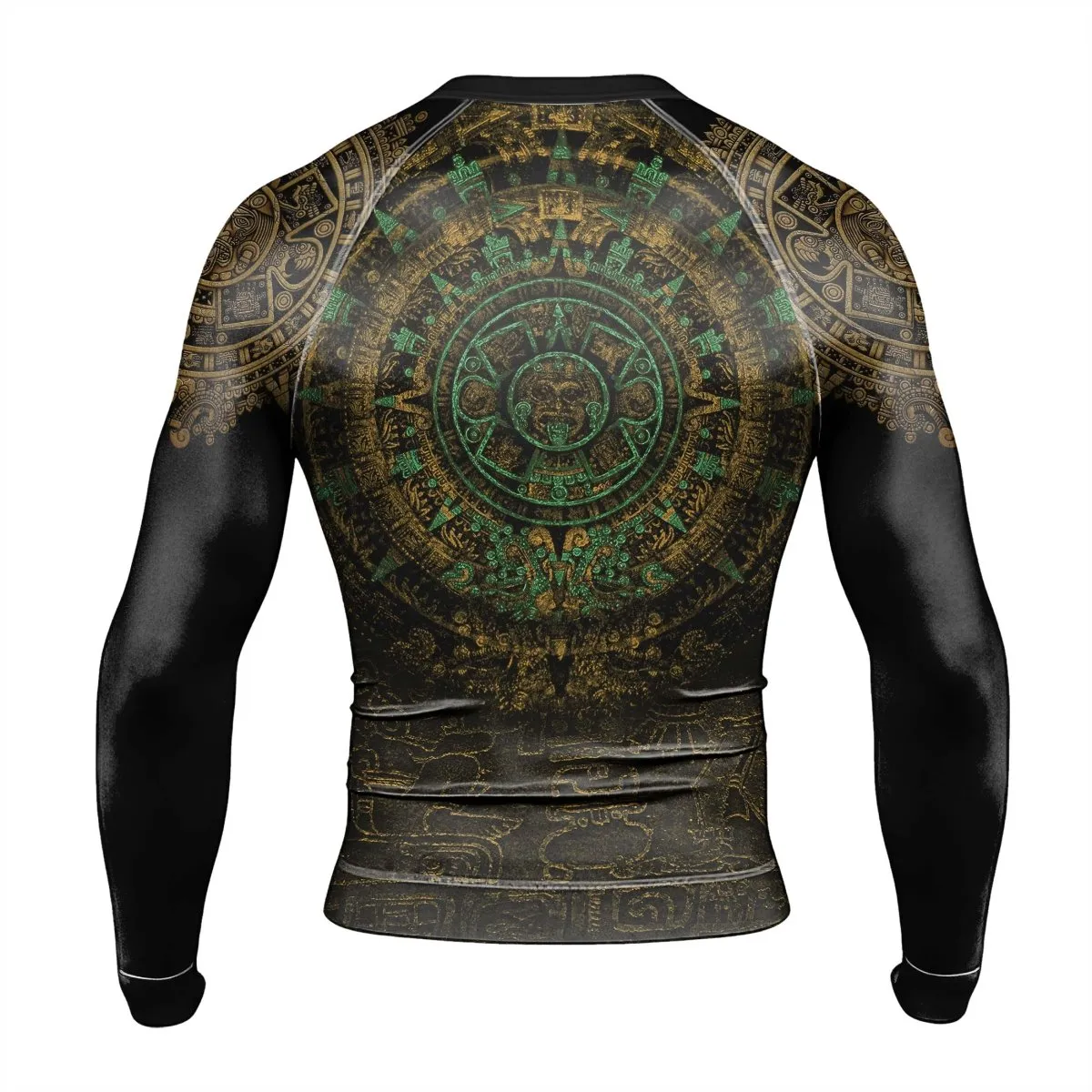 Aztec Jungle Warrior Mask Men's Long Sleeve Rash Guard