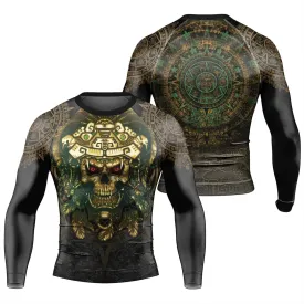 Aztec Jungle Warrior Mask Men's Long Sleeve Rash Guard