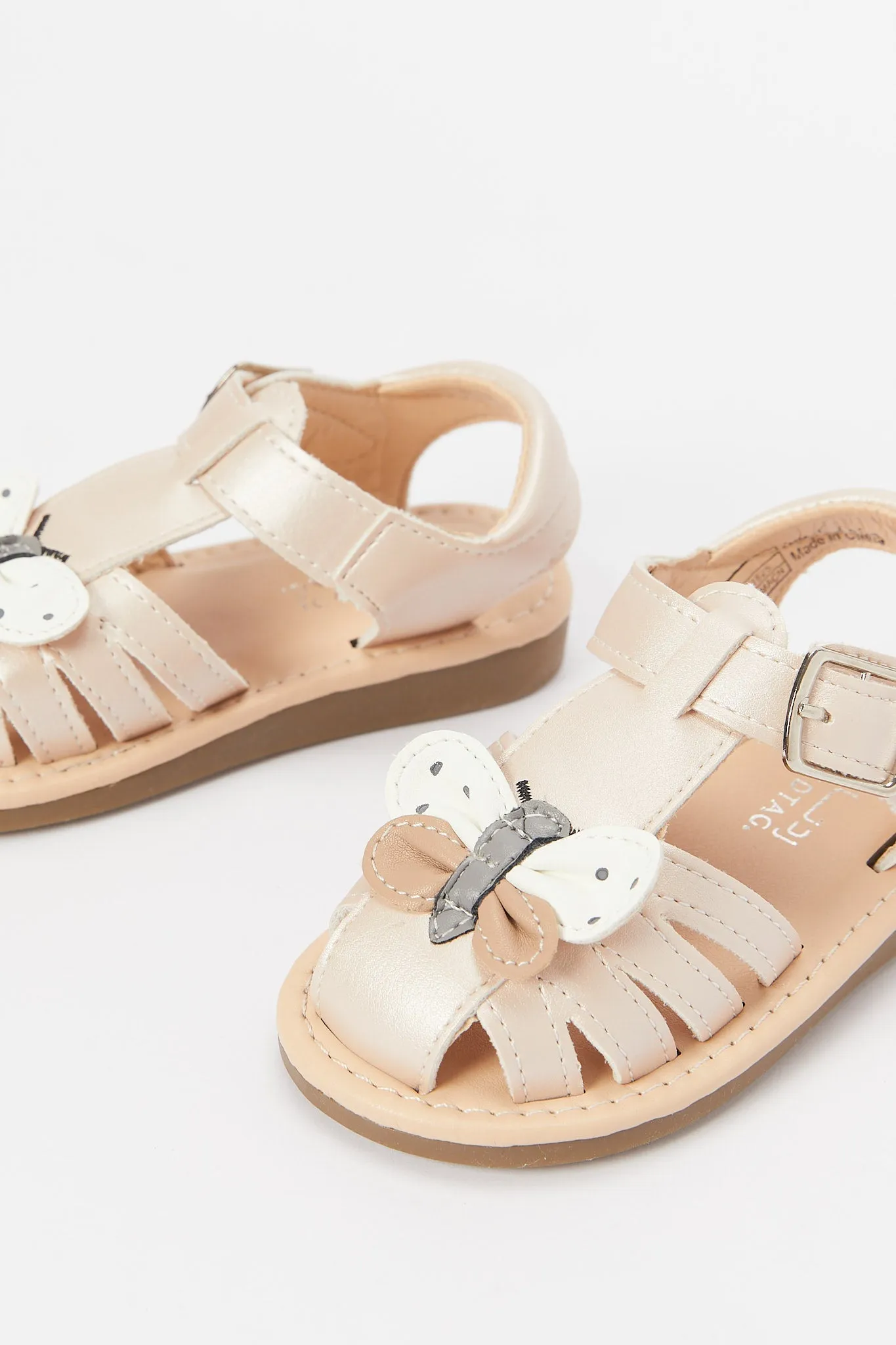 Baby Girls Beige Butterfly Trim Sandal