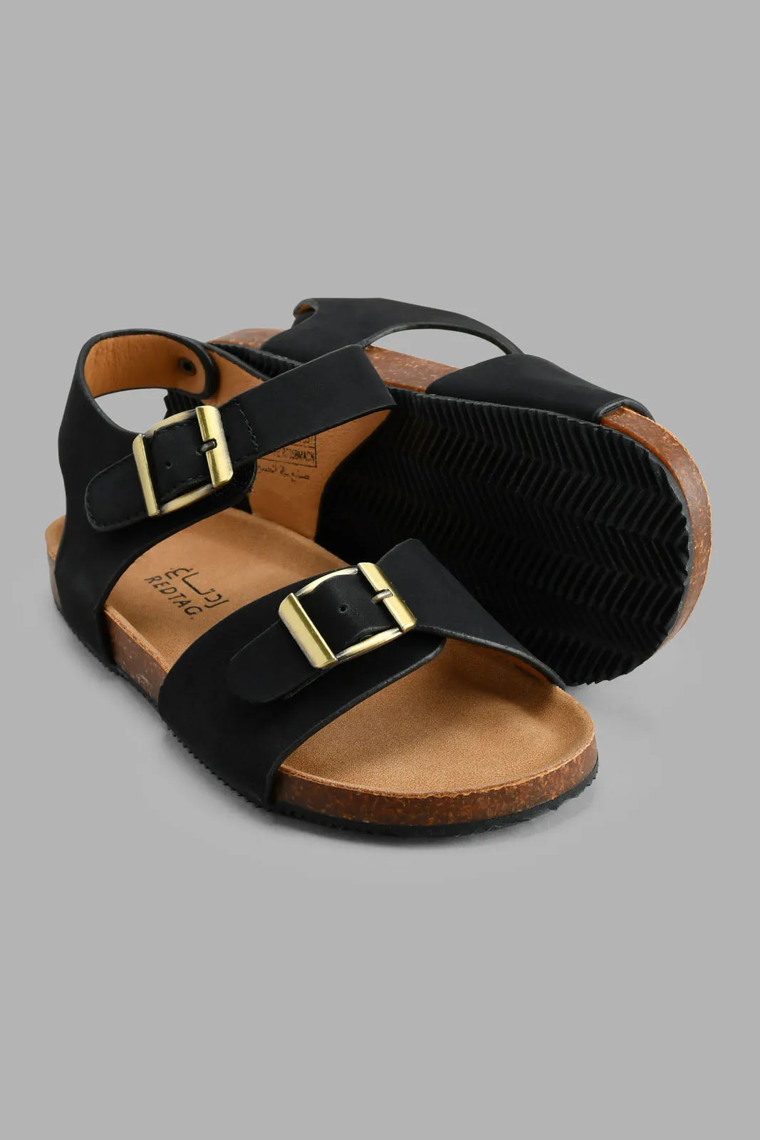 Black Textured Sandal
