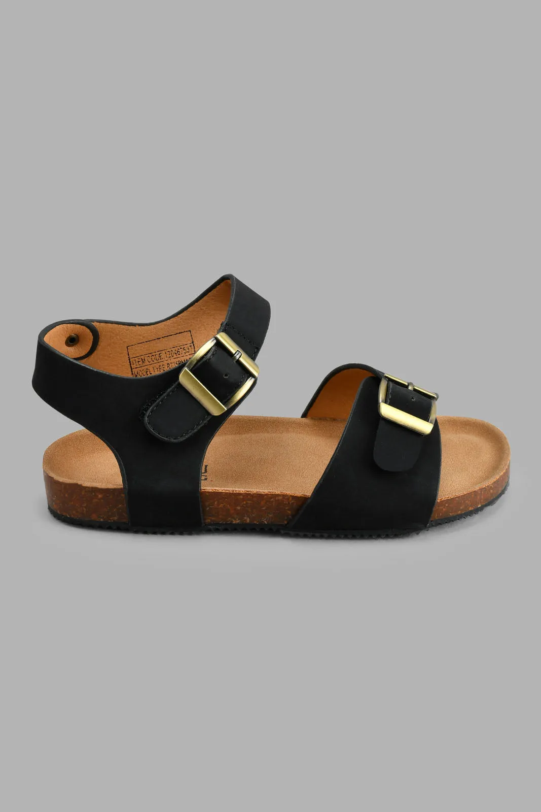 Black Textured Sandal
