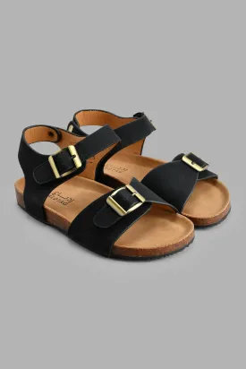 Black Textured Sandal
