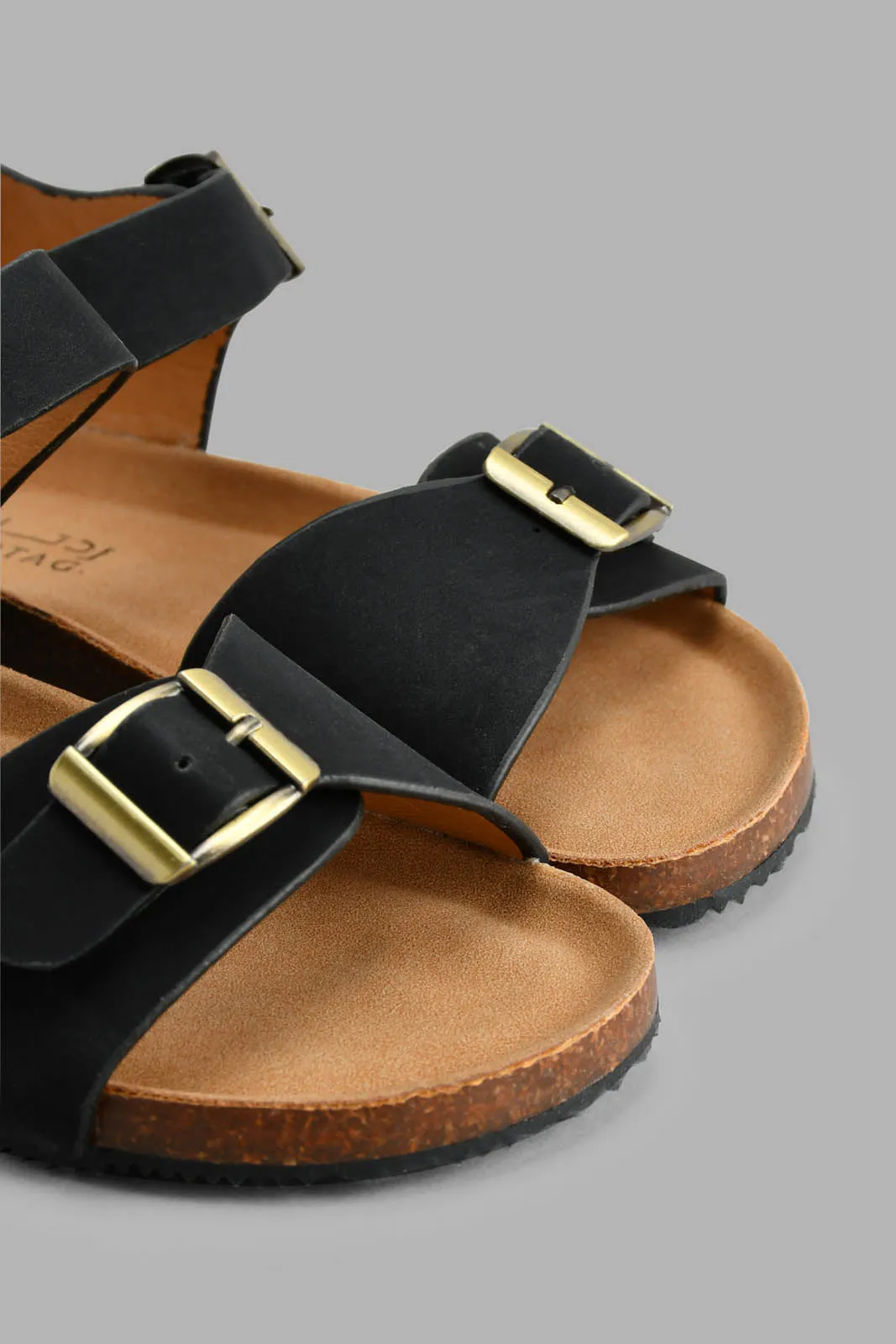 Black Textured Sandal