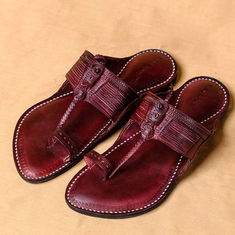 Brown - Men Footwear Fusion: Classic Kolhapuri Leather Slippers