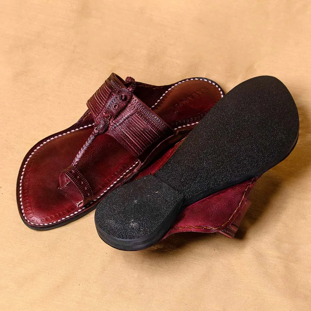 Brown - Men Footwear Fusion: Classic Kolhapuri Leather Slippers
