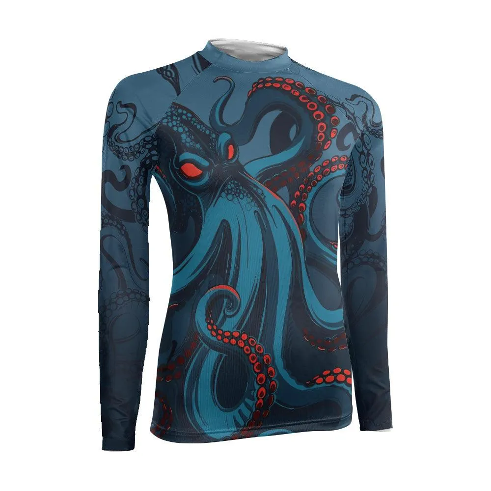 Dark Sea Octopus Women's Long Sleeve Rash Guard