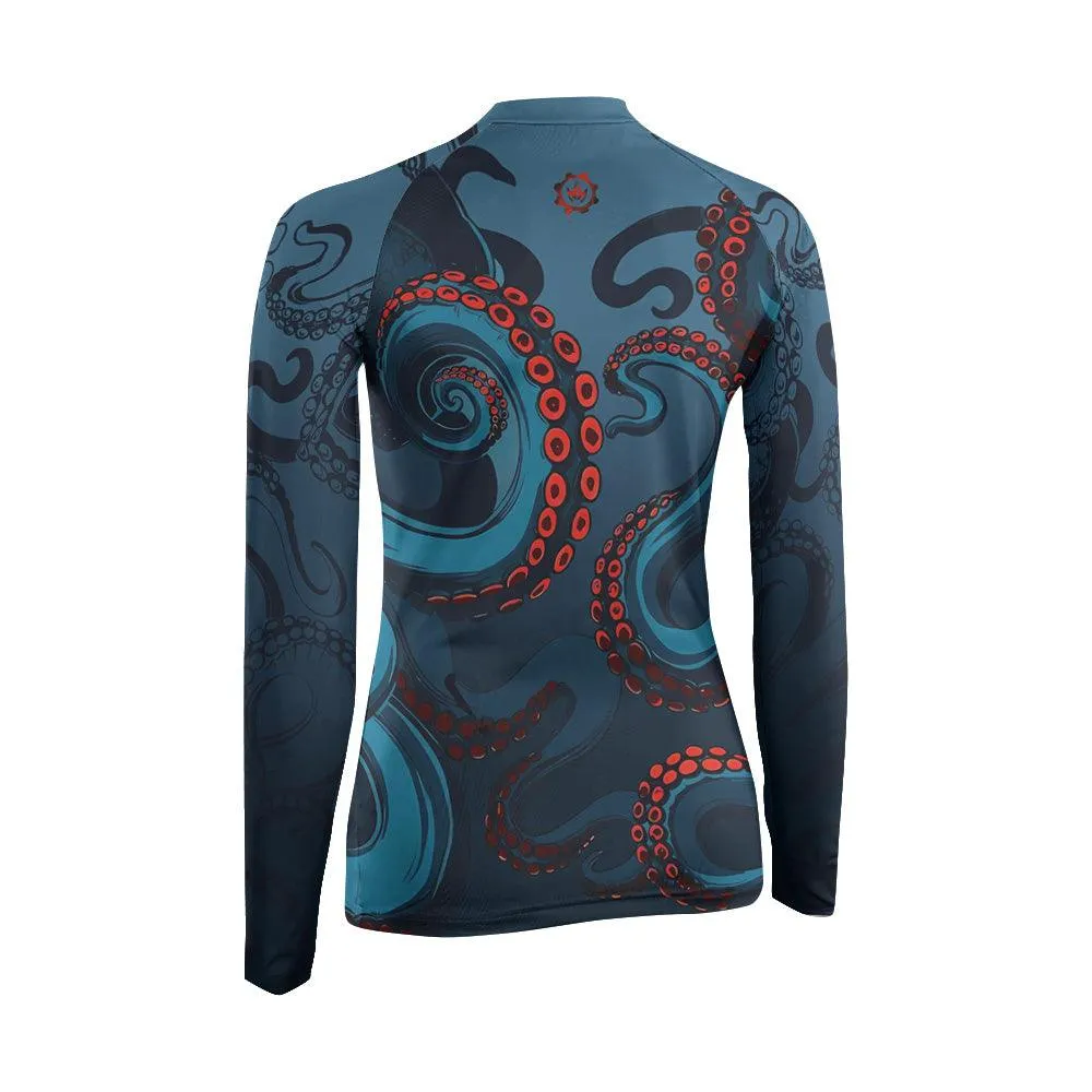 Dark Sea Octopus Women's Long Sleeve Rash Guard