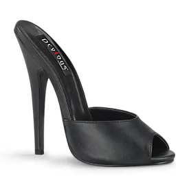 DOMINA-101 Devious Domina Black Faux Leather Sexy Single Soles (Fetish Footwear)