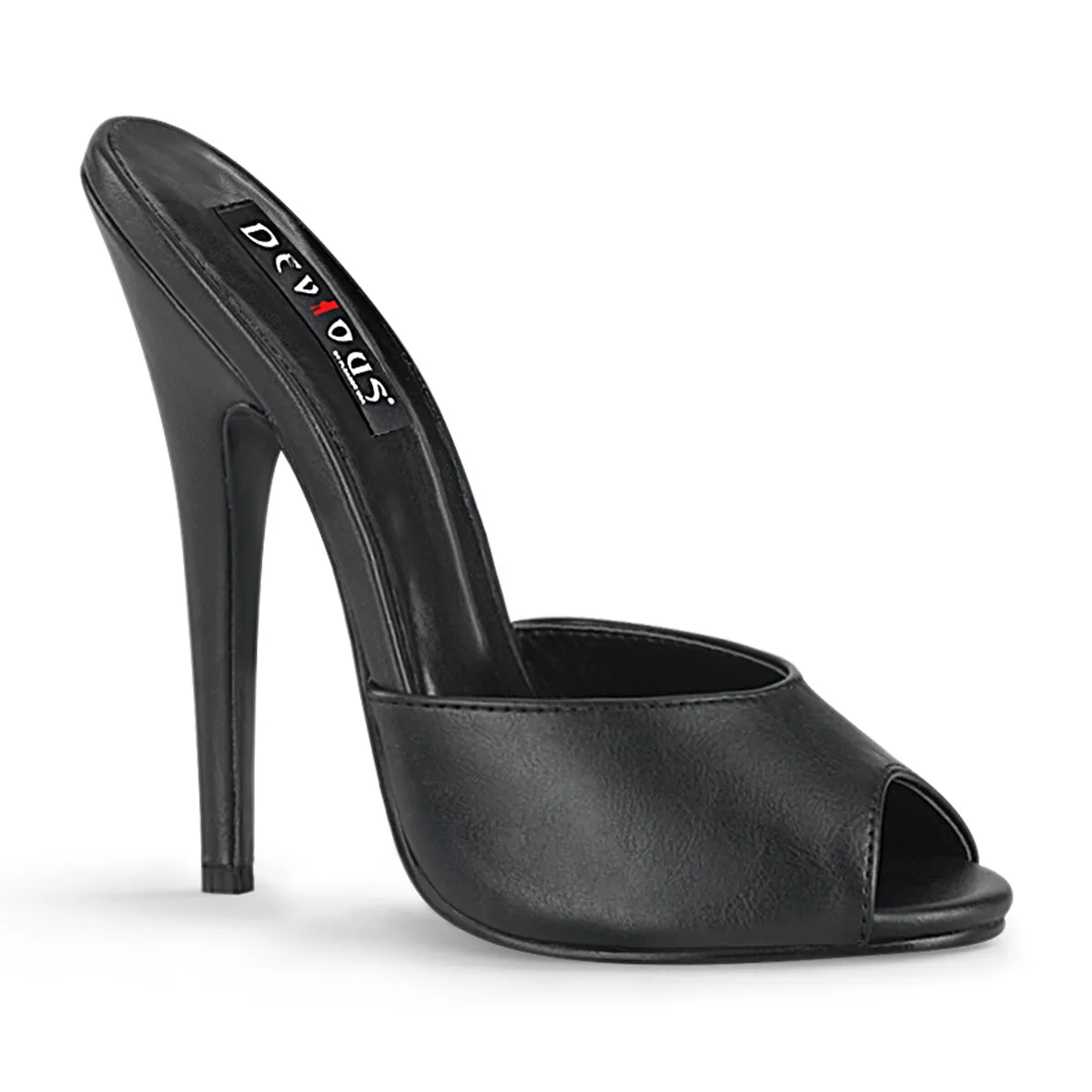 DOMINA-101 Devious Domina Black Faux Leather Sexy Single Soles (Fetish Footwear)