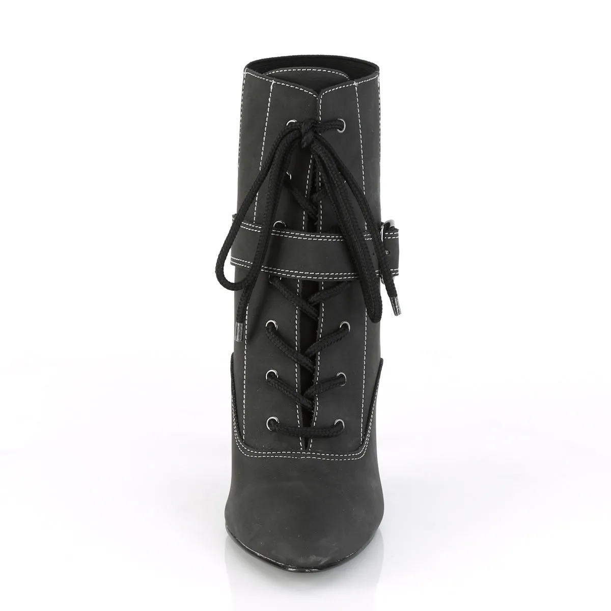 DREAM-1022 Pleaser Pink Label Black Faux Leather Sexy Single Soles (Fetish Footwear)
