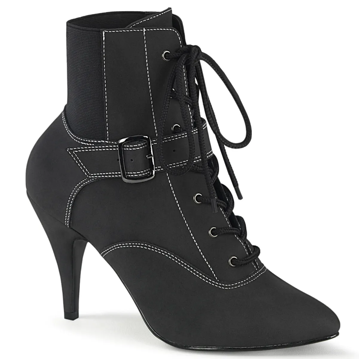 DREAM-1022 Pleaser Pink Label Black Faux Leather Sexy Single Soles (Fetish Footwear)