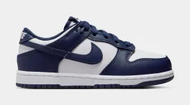 Dunk Low Preschool Lifestyle Shoes (White/Midnight Navy/White)