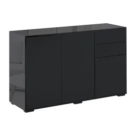 Easycomfort Mobiletto Multiuso Nero con 2 Cassetti e 2 Armadietti ad Apertura a Pressione, 117x36x74cm