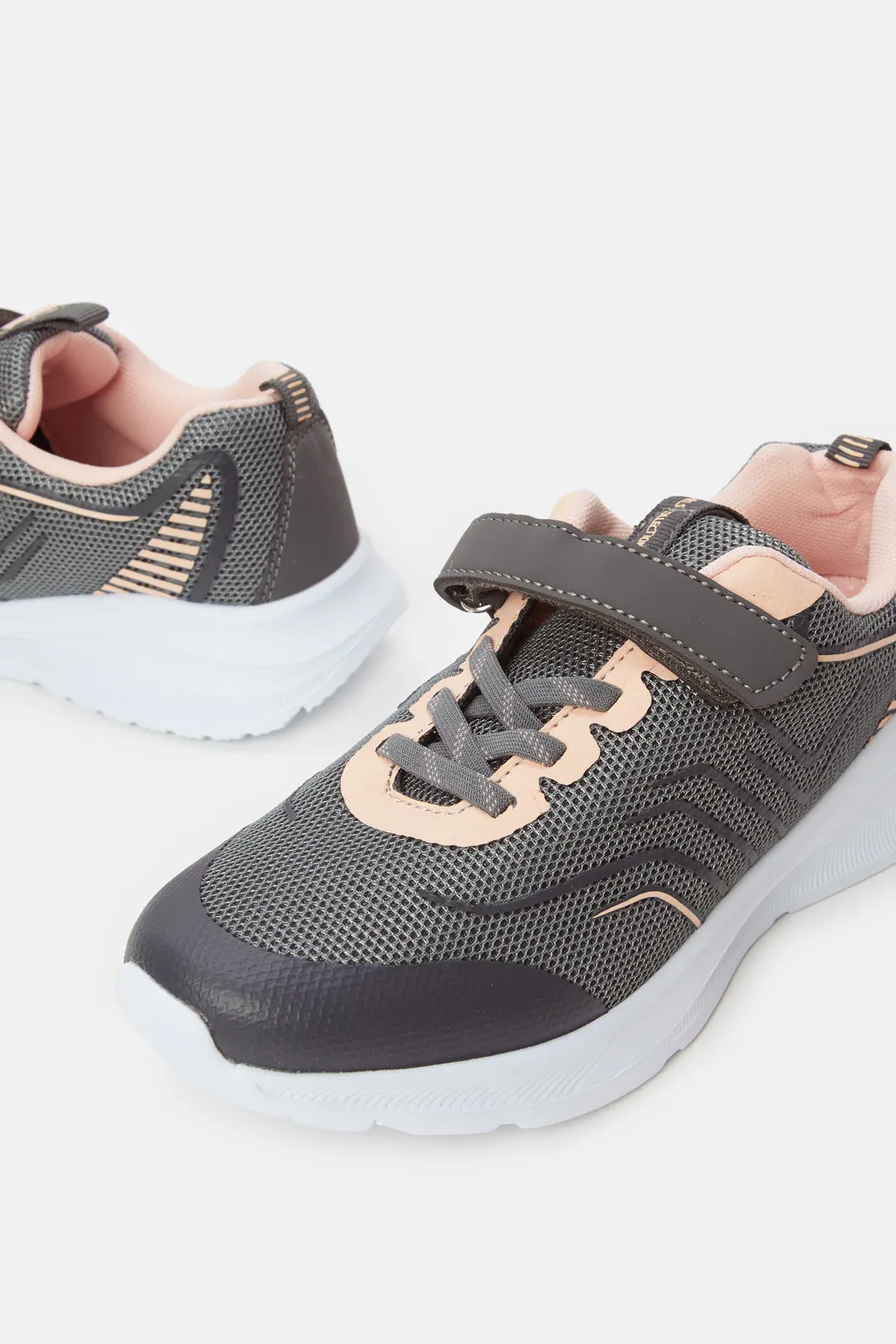 Girls Grey Velcro Strap Trainers
