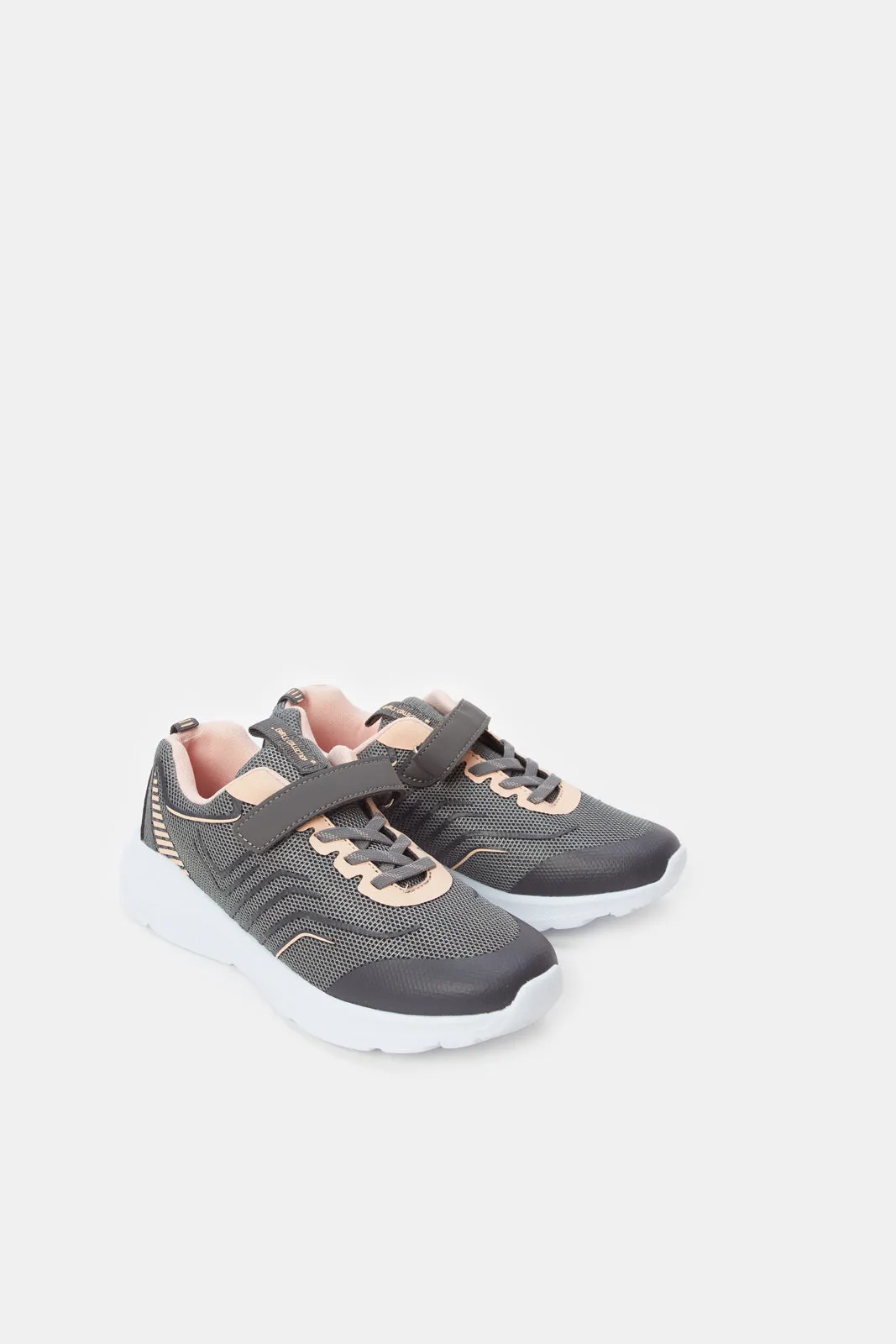 Girls Grey Velcro Strap Trainers
