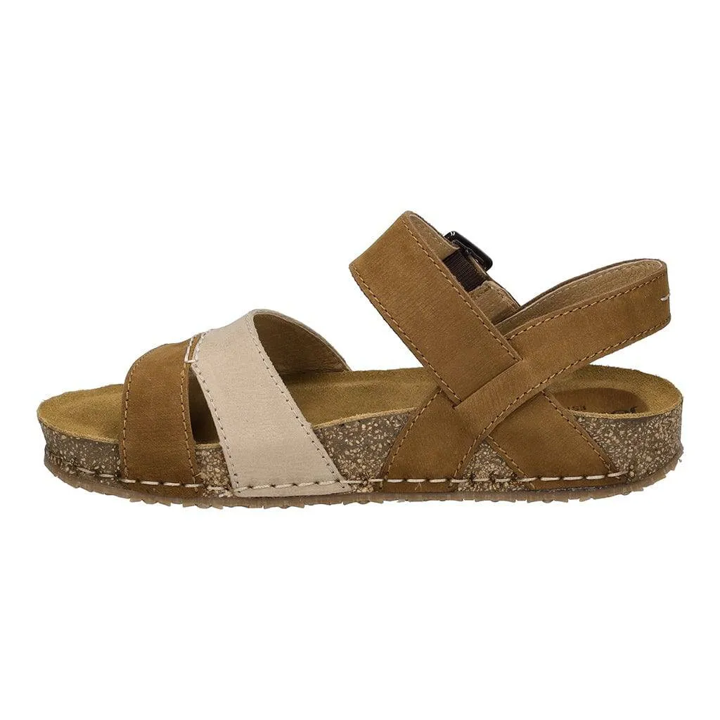Josef Seibel Hannah 01 Ladies Castagna Brown Combi Leather Arch Support Touch Fastening Sandals