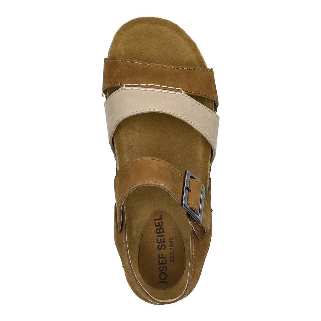 Josef Seibel Hannah 01 Ladies Castagna Brown Combi Leather Arch Support Touch Fastening Sandals