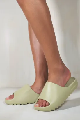 KOURTNEY SLIDERS WITH RUBBER SOLE IN KHAKI RESIN