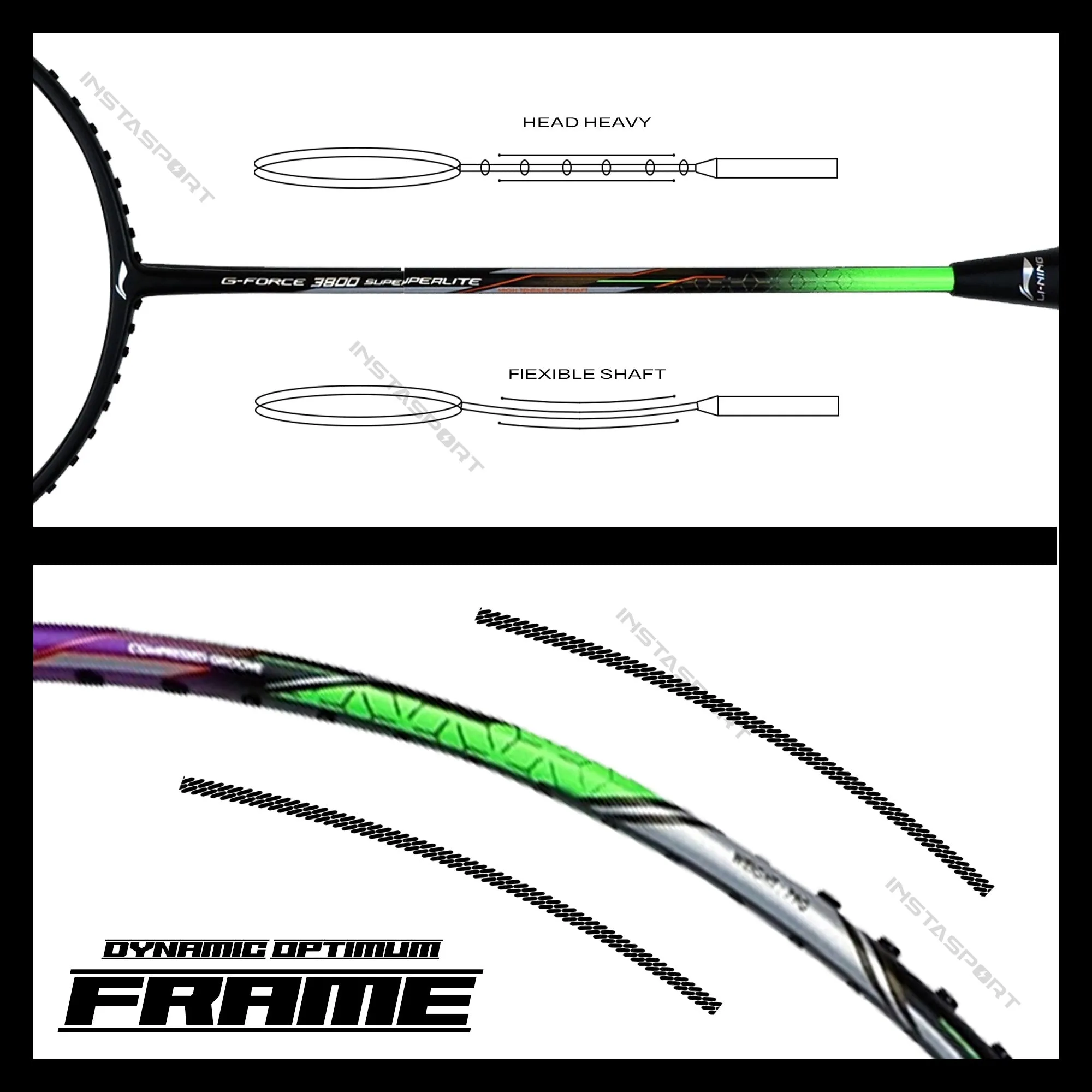 Li-Ning GForce 3800 Superlite Badminton Racket (Black/ Purple)