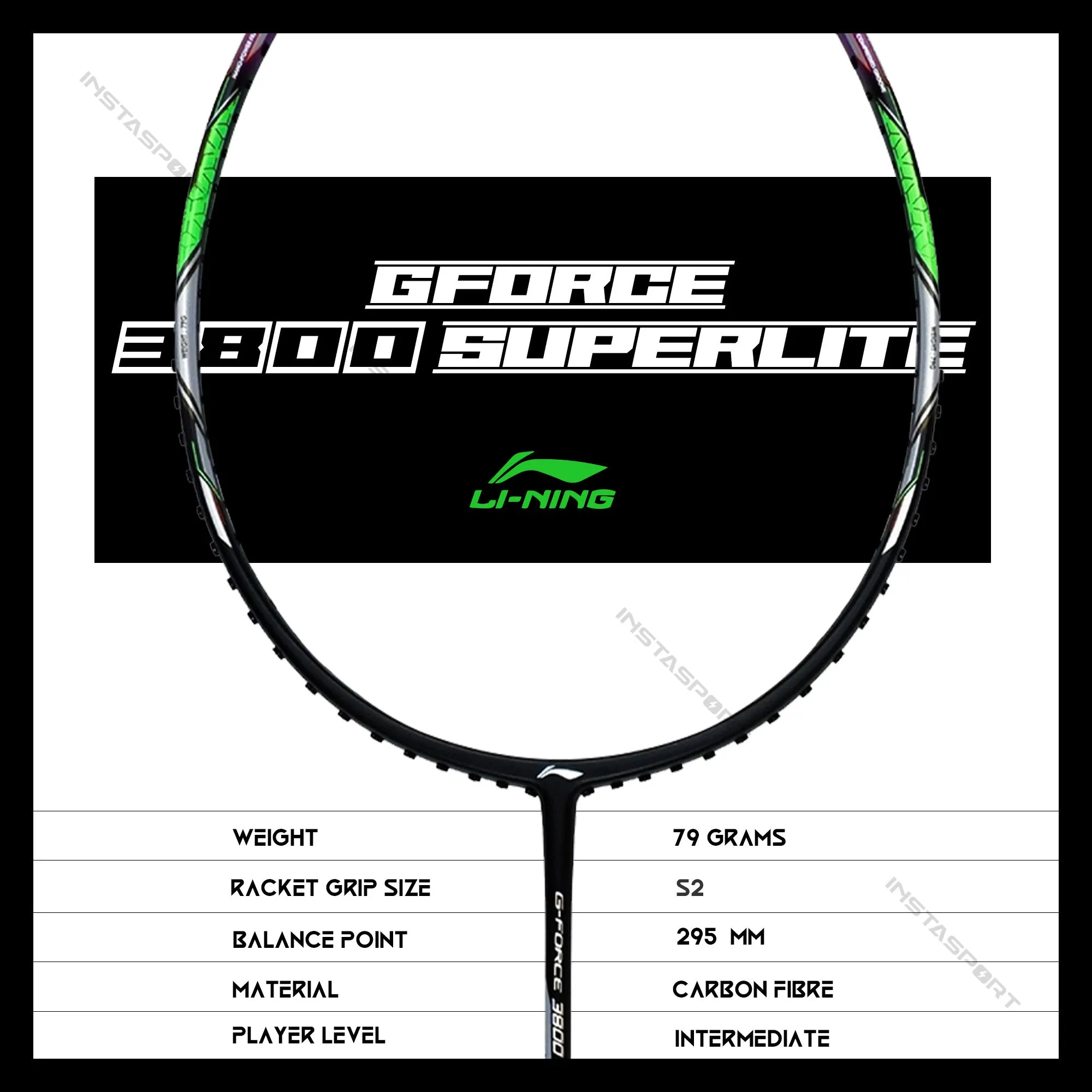 Li-Ning GForce 3800 Superlite Badminton Racket (Black/ Purple)