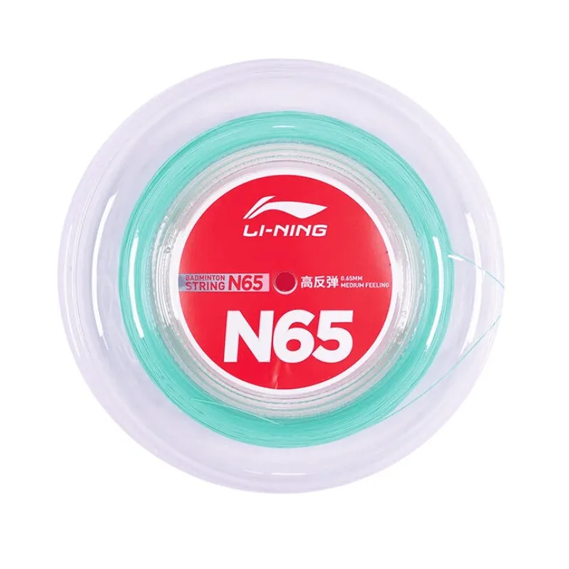 LI-NING N65 Badminton String 0.65mm (High Repulsion) 200m Reel Greenish Turquoise