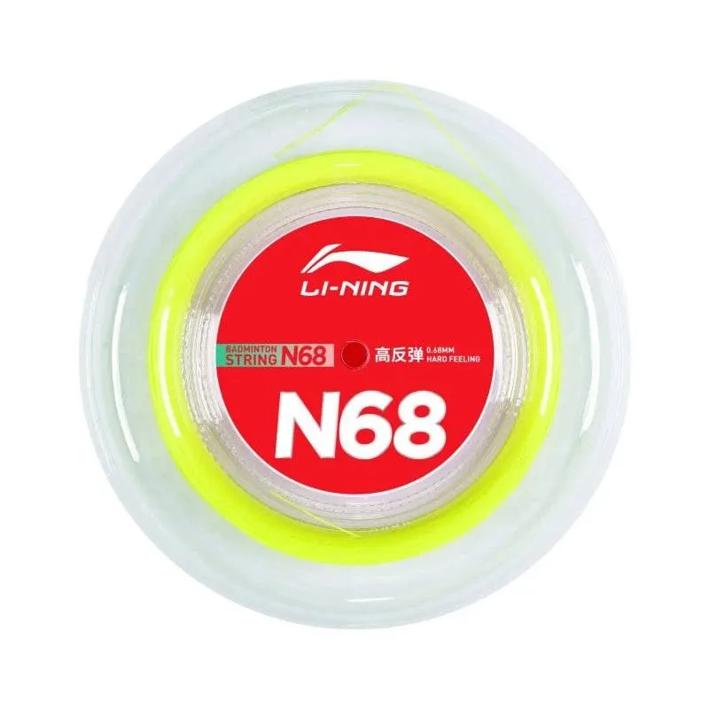 LI-NING N68 Badminton String 0.68mm (Power/Hard Feeling) 200m Reel Yellow