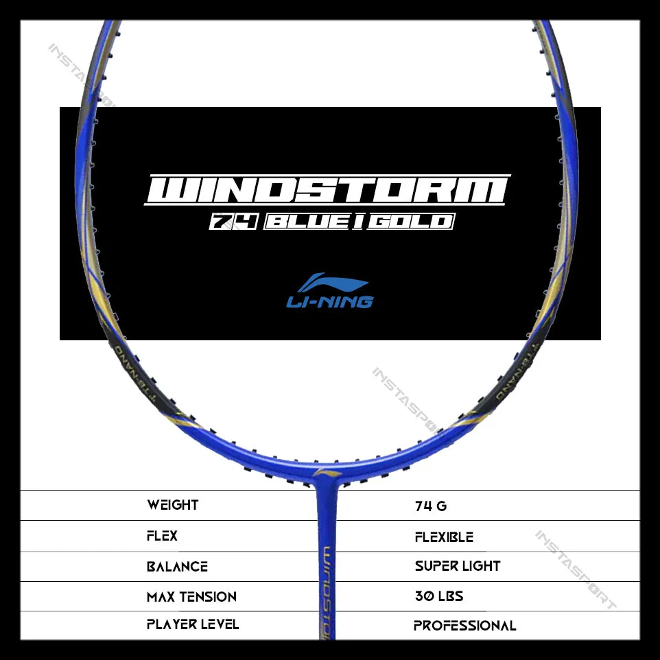 Li-Ning Windstorm 74 (Blue Gold) Badminton Racket