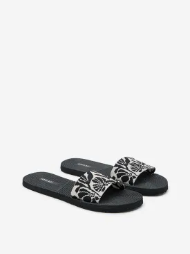 LUNA BLU Black Floral Knitted Flip-Flop