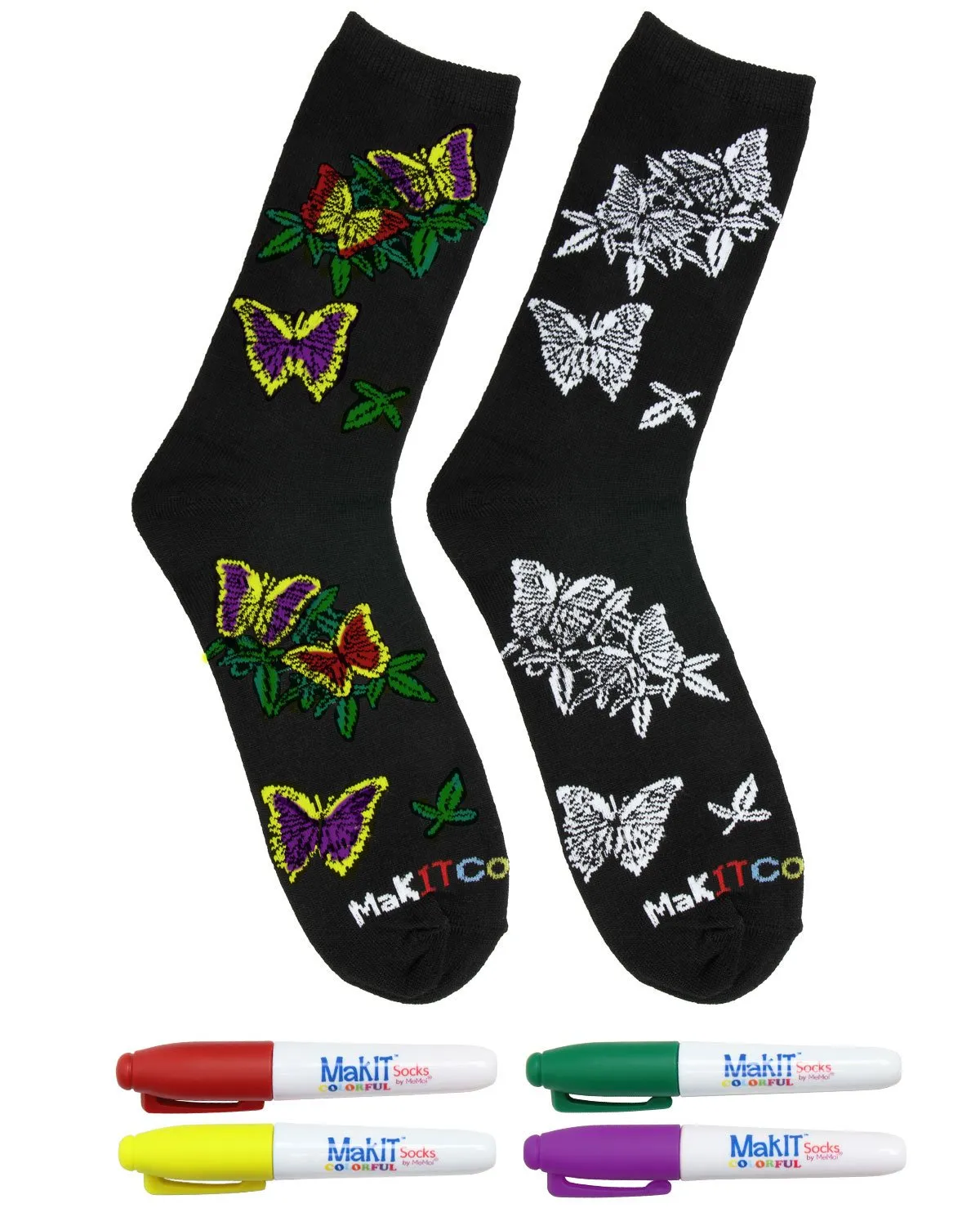 MakIT Color Your Own Floral Crew Sock Marker Kit