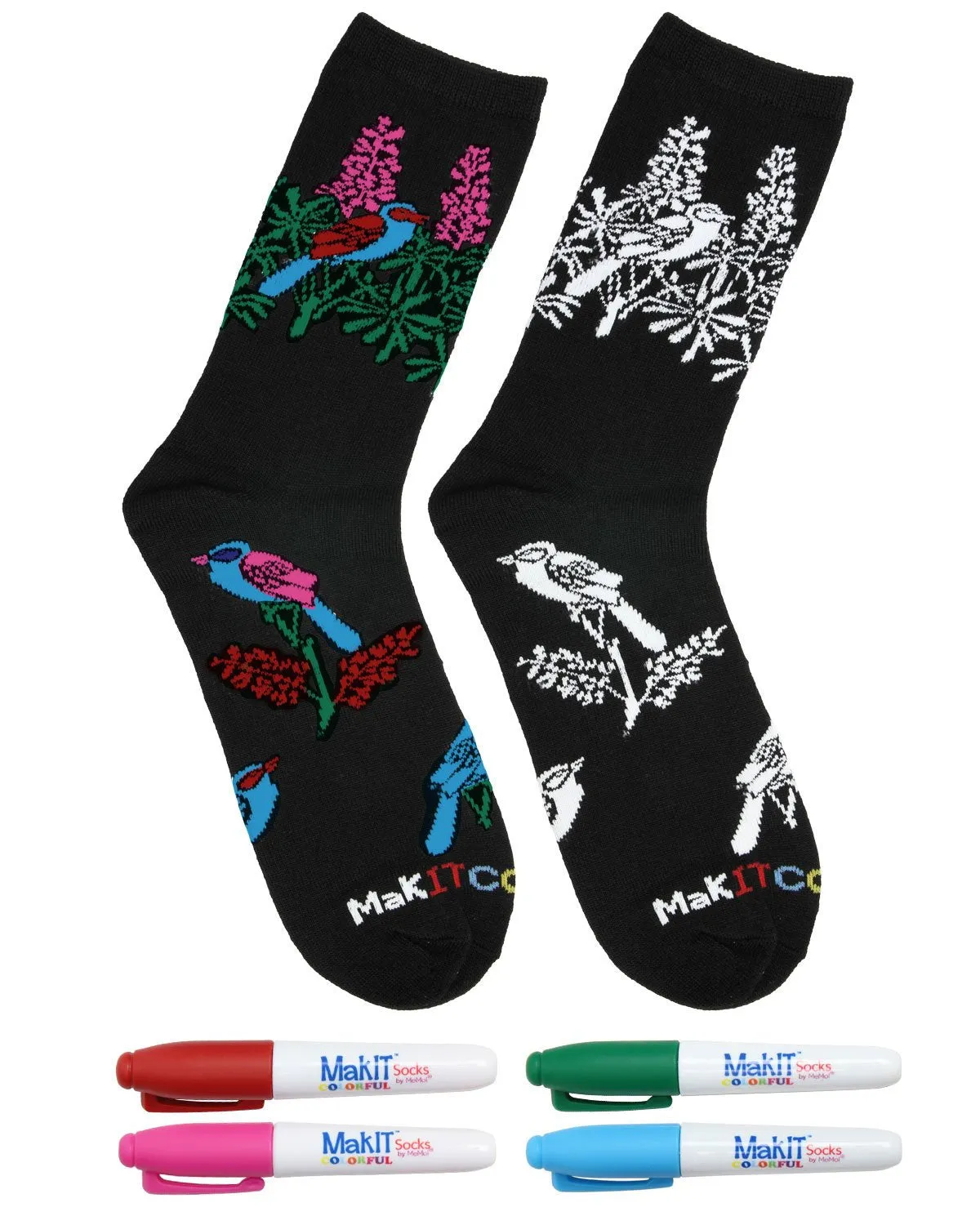 MakIT Color Your Own Floral Crew Sock Marker Kit