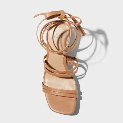 New - A New Day Women's 3.5" Chunky Block High Heel Lace Up Platform Faux Leather
