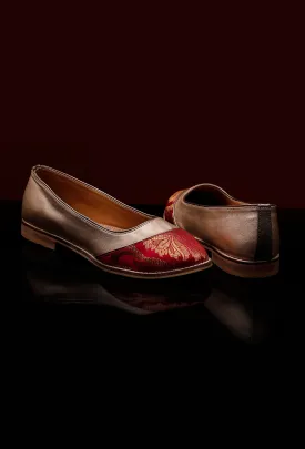 Pink Brocade with Gold Loafers