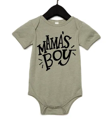 Roman & Leo - Mama's Boy Baby Onesie in Stone