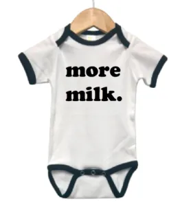 Roman & Leo - More Milk Baby Ringer Onesie in White and Black