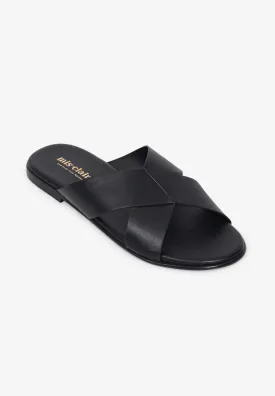Splendora Faux Crossover Sandals - Black