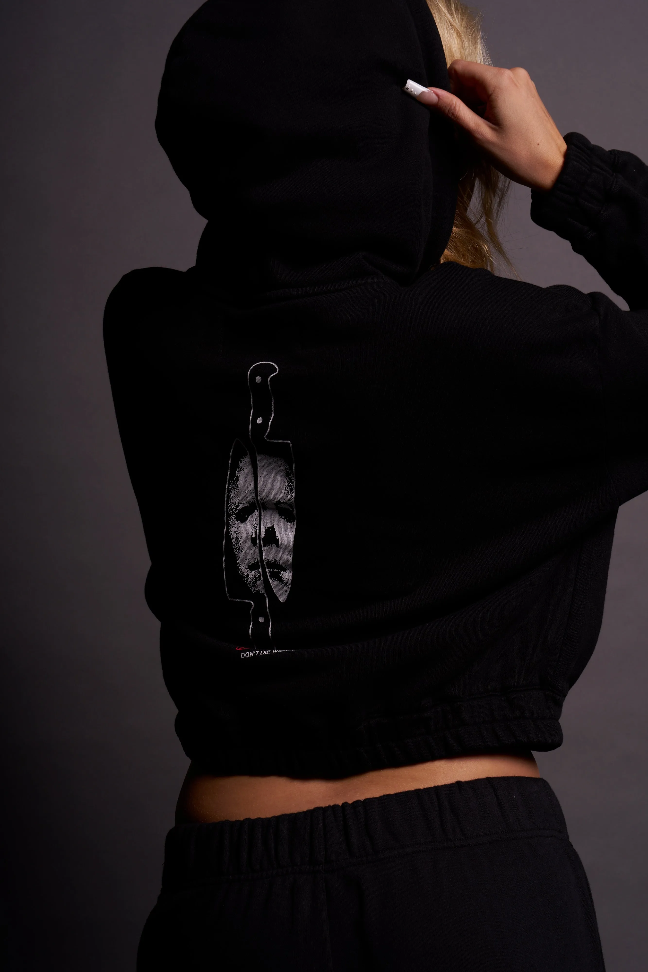 The Night "Chambers" (Cropped) Zip Hoodie in Black