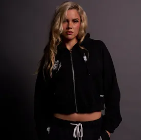 The Night "Chambers" (Cropped) Zip Hoodie in Black