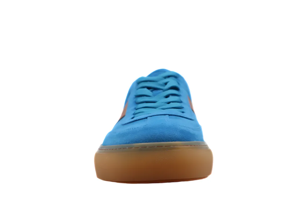 Tods Mens Bright Blue Brown Suede Lace Up Casual Sneaker Shoe