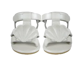 Ushy | Scallop | Off White Metallic Leather