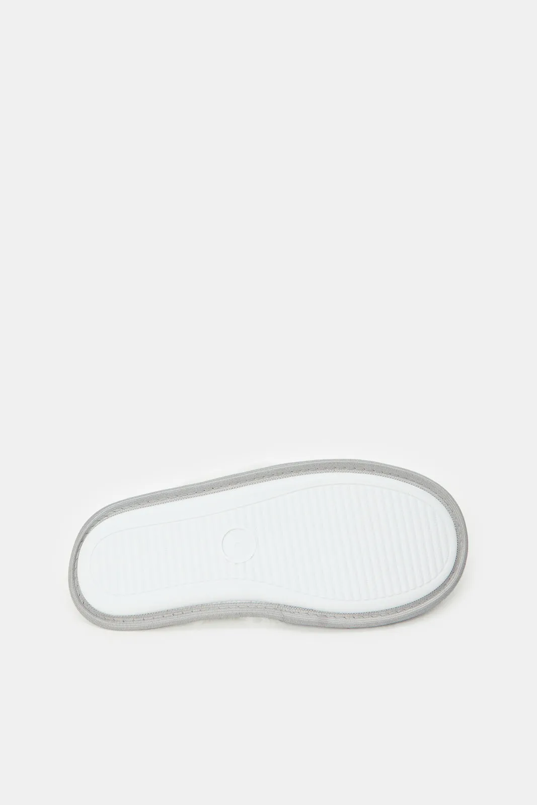 Women Grey Fur Trim Slippers