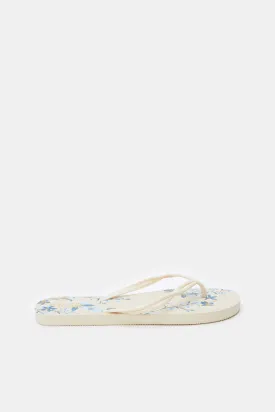 Women Ivory Floral Flip Flop