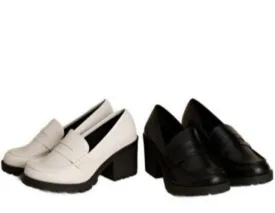 Womens Casual Block Heel Kinder Loafer Shoes